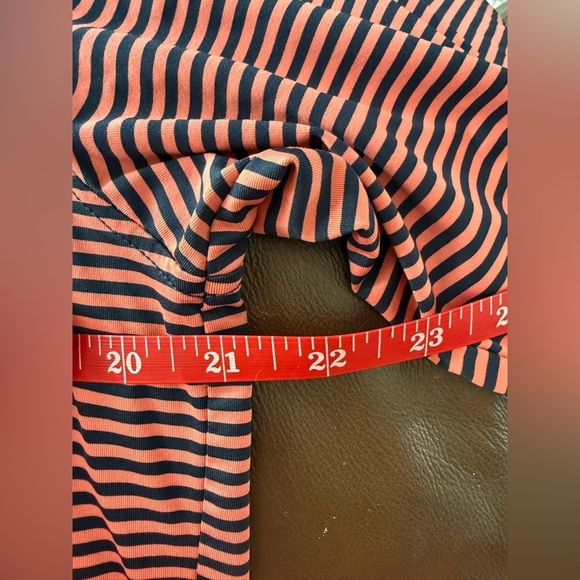 FootJoy Men's peach navy striped golf polo medium - Picture 4 of 5